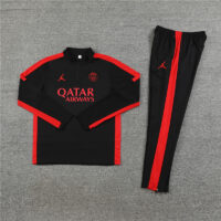 23-24 PS G black with red stripe half zipper sweater tracksuit
