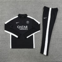 002-111 23-24 PS G black with white stripe half zipper sweater tracksuit