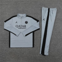 23-24 PS G gray with black stripe half zipper sweater tracksuit