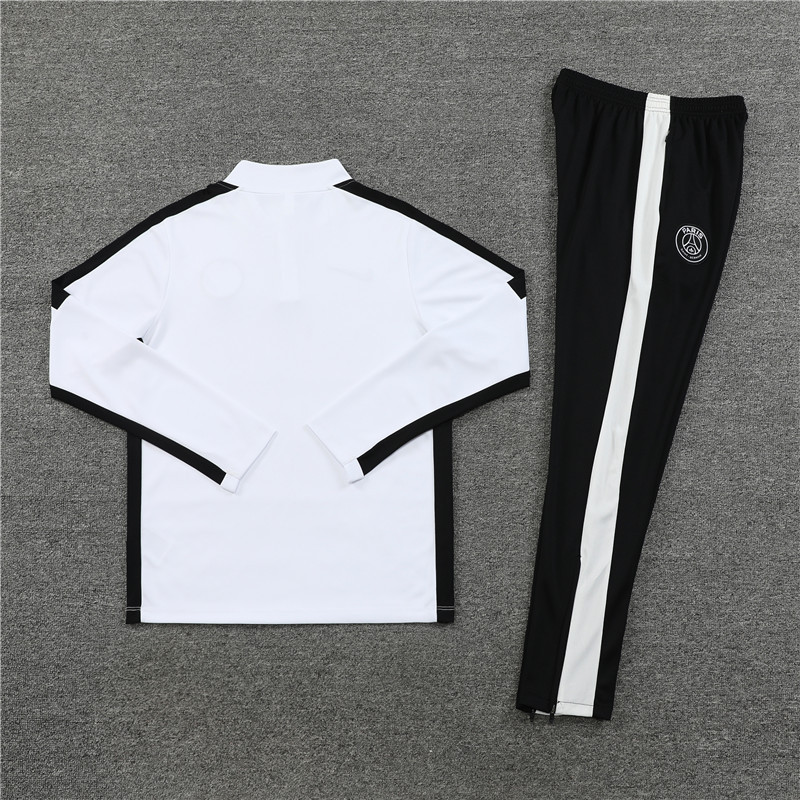 002-114 23-24 PS G white with black stripe half zipper sweater tracksuit