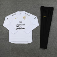 002-116 23-24 Palmeiras white with black pants half zipper sweater tracksuit