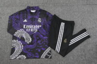 23-24 Real Madrid black with purple dragon half zipper training tracksuit