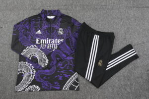 23-24 Real Madrid black with purple dragon half zipper training tracksuit - Image 2