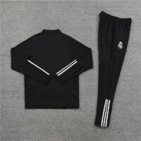 23-24 Real Madrid black with white stripe half zipper sweater tracksuit