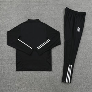 23-24 Real Madrid black with white stripe half zipper sweater tracksuit - Image 2