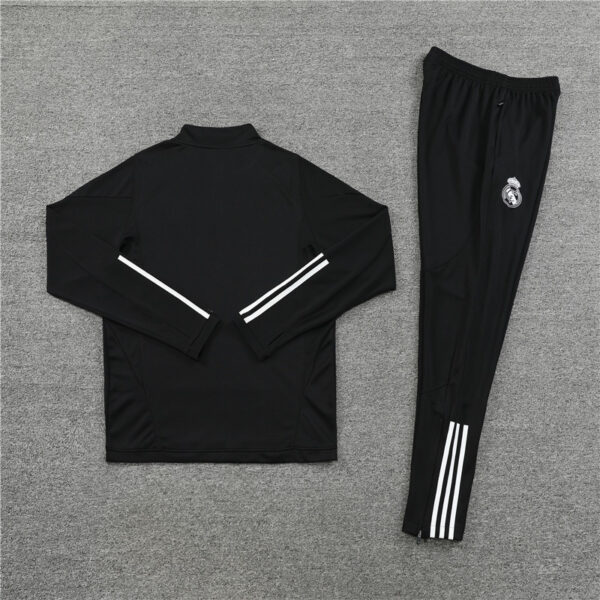 23-24 Real Madrid black with white stripe half zipper sweater tracksuit - Image 2