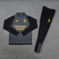 002-121 23-24 Real Madrid dark gray with black arms half zipper sweater tracksuit