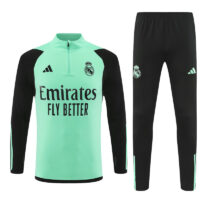 23-24 Real Madrid green with black half zipper training tracksuit