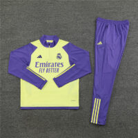 002-126 23-24 Real Madrid yellow with purple half zipper sweater tracksuit