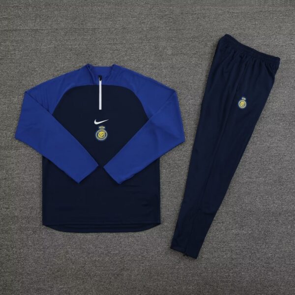 23-24 Riyadh navy blue with color blue arm half zipper sweater tracksuit - Image 2