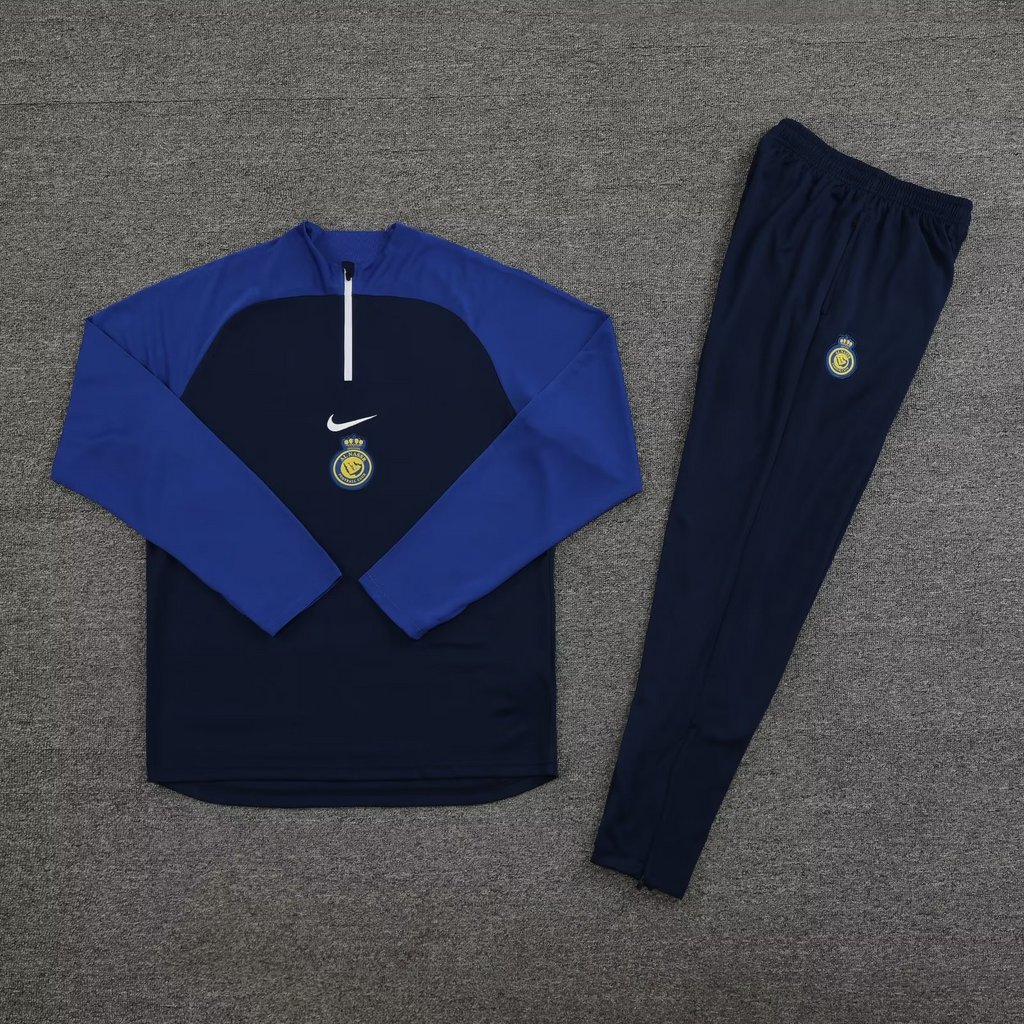 23-24 Riyadh navy blue with color blue arm half zipper sweater tracksuit