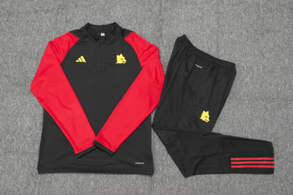 23-24 Roma black with red half zipper training tracksuit - Image 2