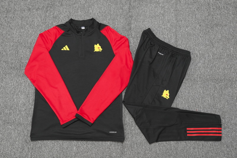 23-24 Roma black with red half zipper training tracksuit