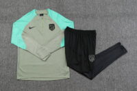 002-13 23-24 ATM green stripe half zipper training tracksuit