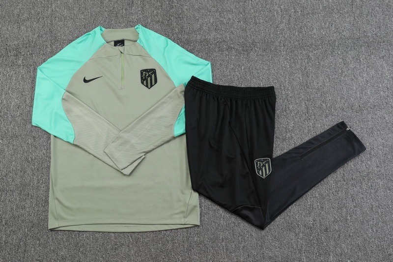 002-13 23-24 ATM green stripe half zipper training tracksuit