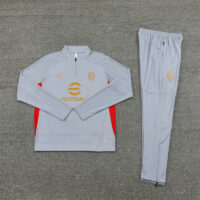 002-130 24-25 AC gray with red half zipper training tracksuit