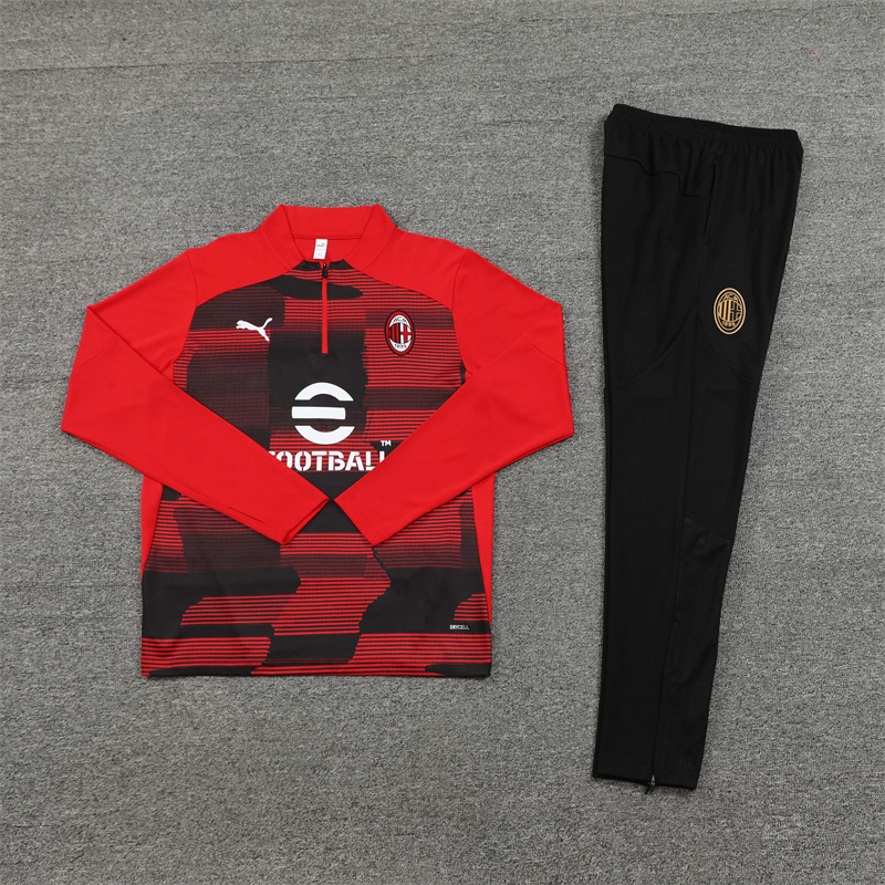 002-131 24-25 AC red with black half zipper training tracksuit