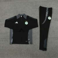 002-134 24-25 Algeria black with gray half zipper training tracksuit