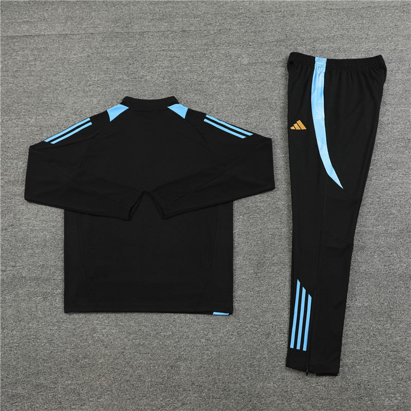 002-135 24-25 Argentina black with blue half zipper training tracksuit