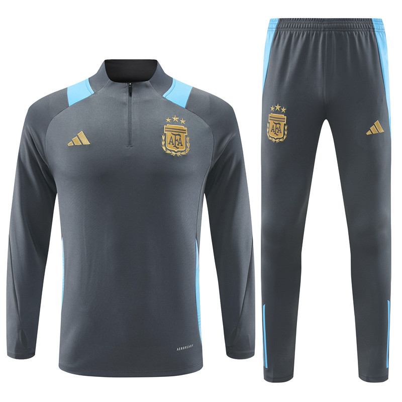 002-136 24-25 Argentina dark gray half zipper training tracksuit