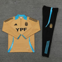 24-25 Argentina gold with blue half zipper training tracksuit