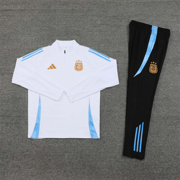 24-25 Argentina white with blue stripe half zipper training tracksuit - Image 2