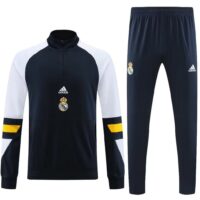 002-14 23-24 Real Madrid navy blue with white half zipper sweater tracksuit
