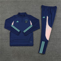 002-14 23-24 Ajax navy blue with pink half zipper sweater tracksuit
