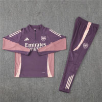 24-25 Arsenal purple with pink stripe half zipper sweater tracksuit