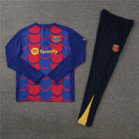 24-25 Bar blue with red half zipper training tracksuit