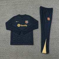24-25 Bar navy blue with embossing half zipper training tracksuit
