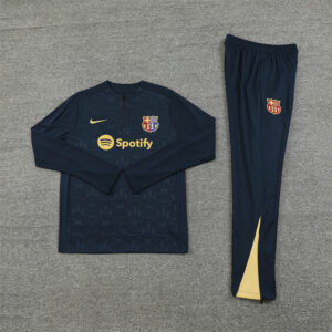 24-25 Bar navy blue with embossing half zipper training tracksuit - Image 2