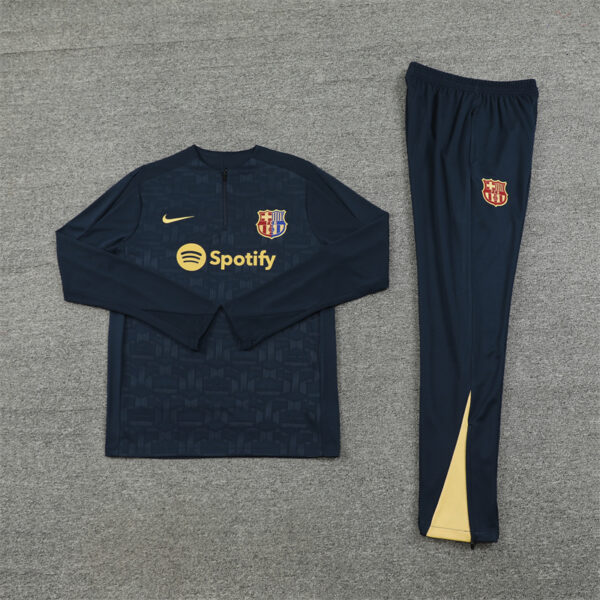 24-25 Bar navy blue with embossing half zipper training tracksuit - Image 2