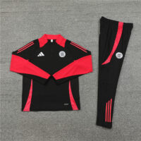 24-25 Bayern black with red half zipper training tracksuit