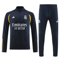 002-15 23-24 Real Madrid navy blue with yellow half zipper sweater tracksuit