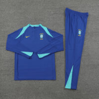 002-151 24-25 Brazil color blue half zipper training tracksuit
