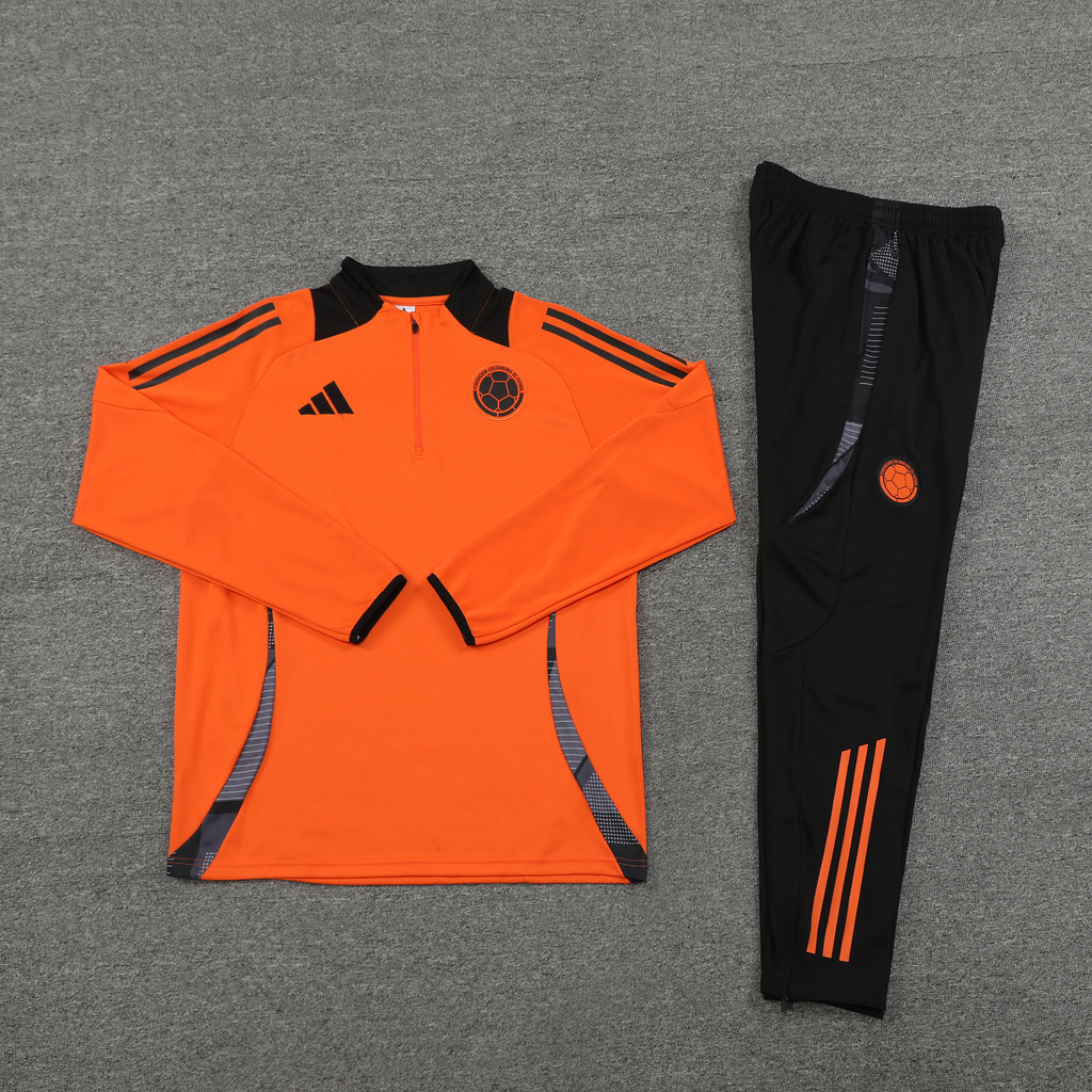 24-25 Colombia orange with black half zipper training tracksuit