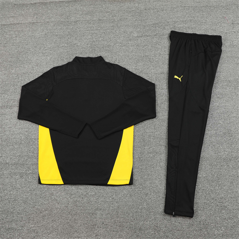 002-157 24-25 Dortmund black with yellow half zipper training tracksuit