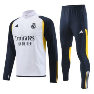 23-24 Real Madrid white with navy blue half zipper sweater tracksuit - Image 2