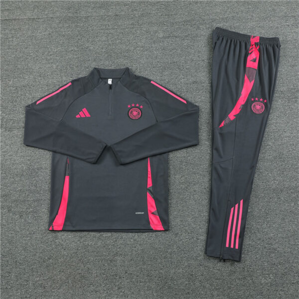 24-25 Germany dark gray with pink half zipper training tracksuit - Image 2