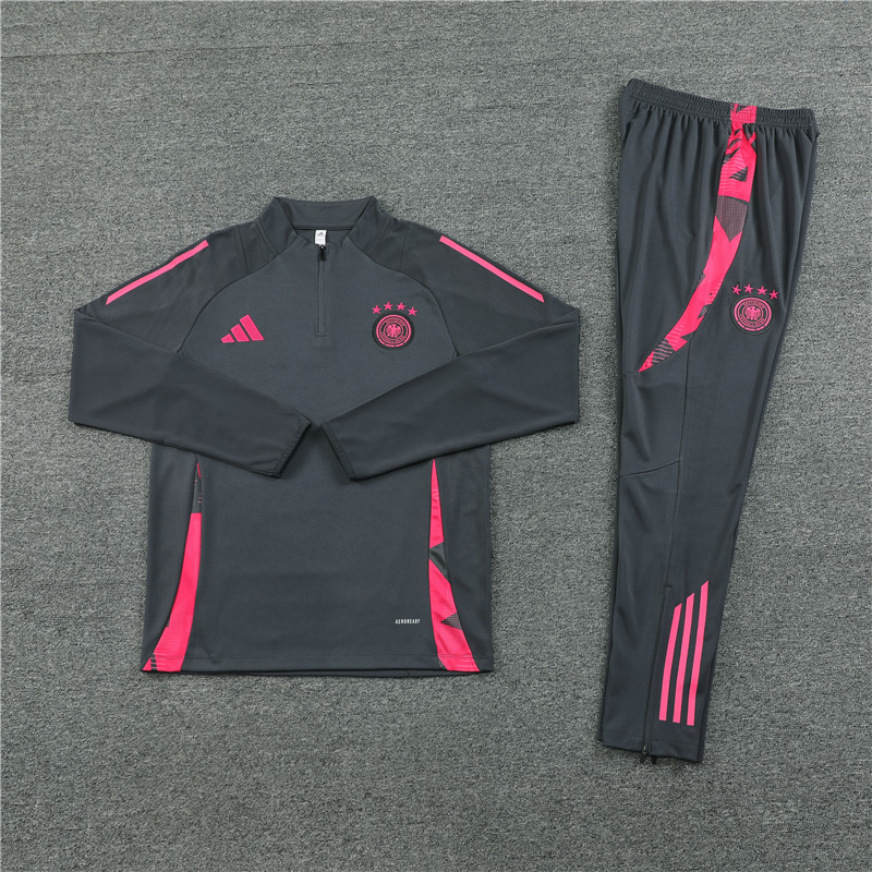 002-162 24-25 Germany dark gray with pink half zipper training tracksuit