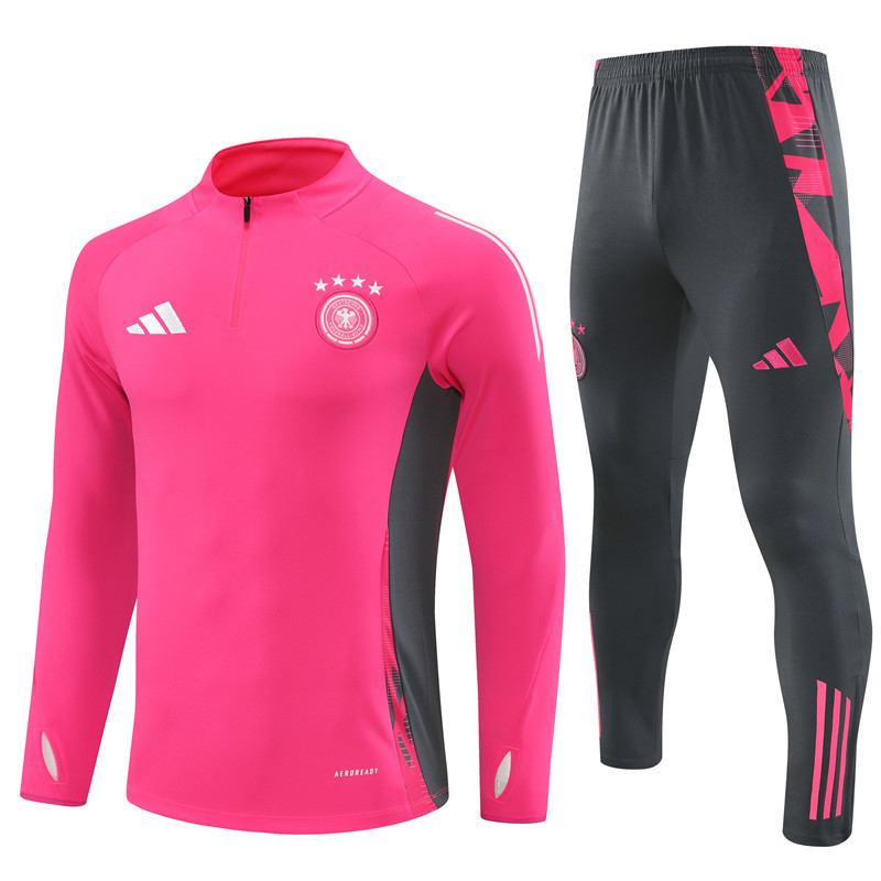 002-163 24-25 Germany pink with gray half zipper training tracksuit