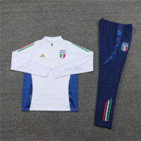 002-168 24-25 Italy white with blue half zipper training tracksuit