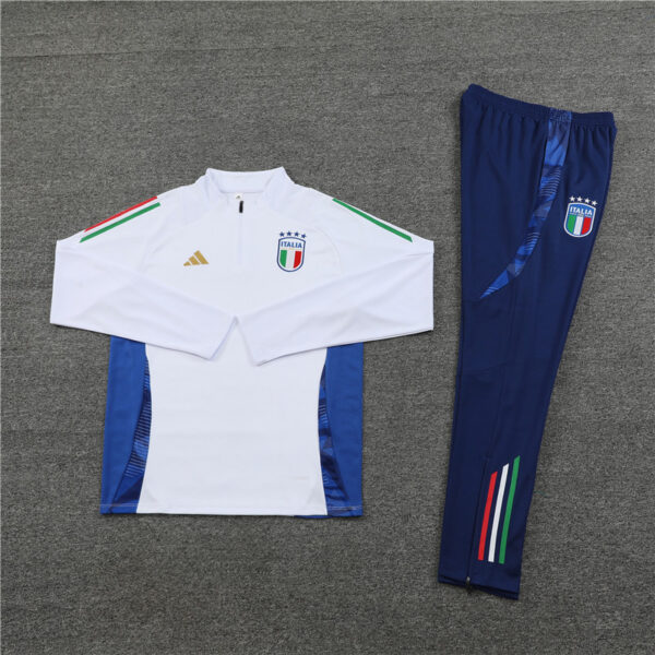 24-25 Italy white with blue half zipper training tracksuit - Image 2