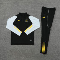 002-17 23-24 Algeria black with white half zipper sweater tracksuit