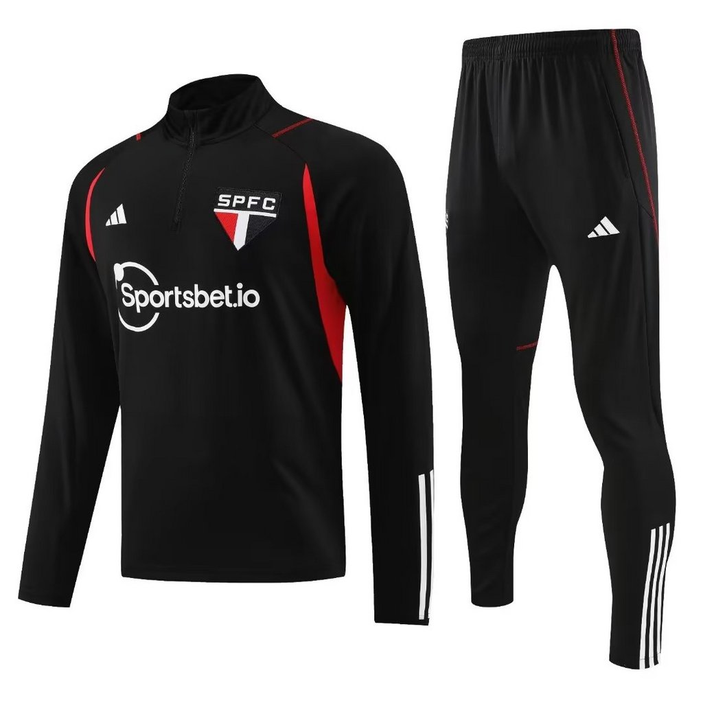 002-17 23-24 Sao Paulo black half zipper sweater tracksuit