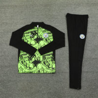 24-25 Man City Fluorescent green with black half zipper training tracksuit