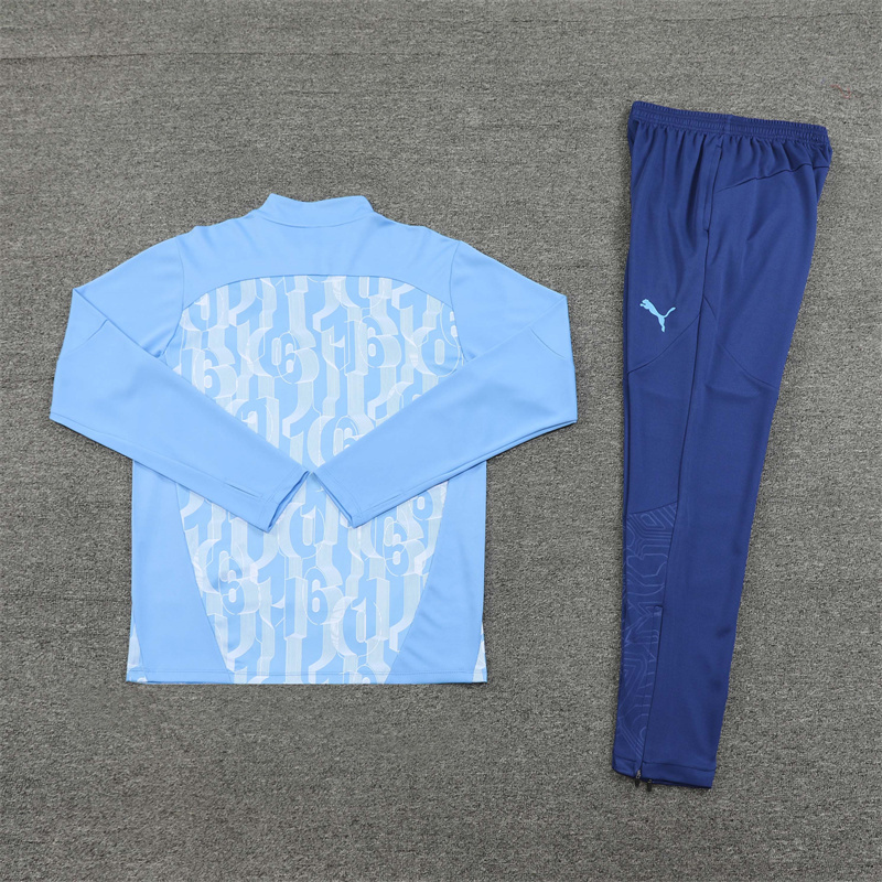 24-25 Man City camo light blue half zipper training tracksuit