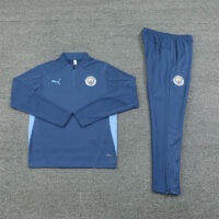 24-25 Man City navy blue with light blue stripe half zipper training tracksuit