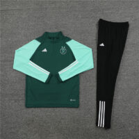 002-18 23-24 Algeria green stripe half zipper sweater tracksuit